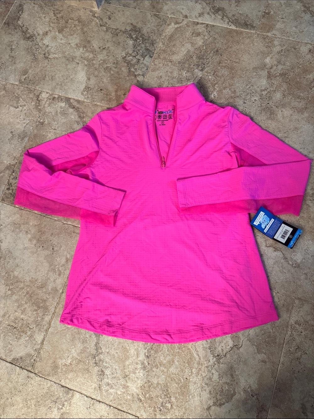 NWT IBKUL Hot Pink Long Sleeve 1/4-Zip shirt
Woman’s small ice fil upf cooling